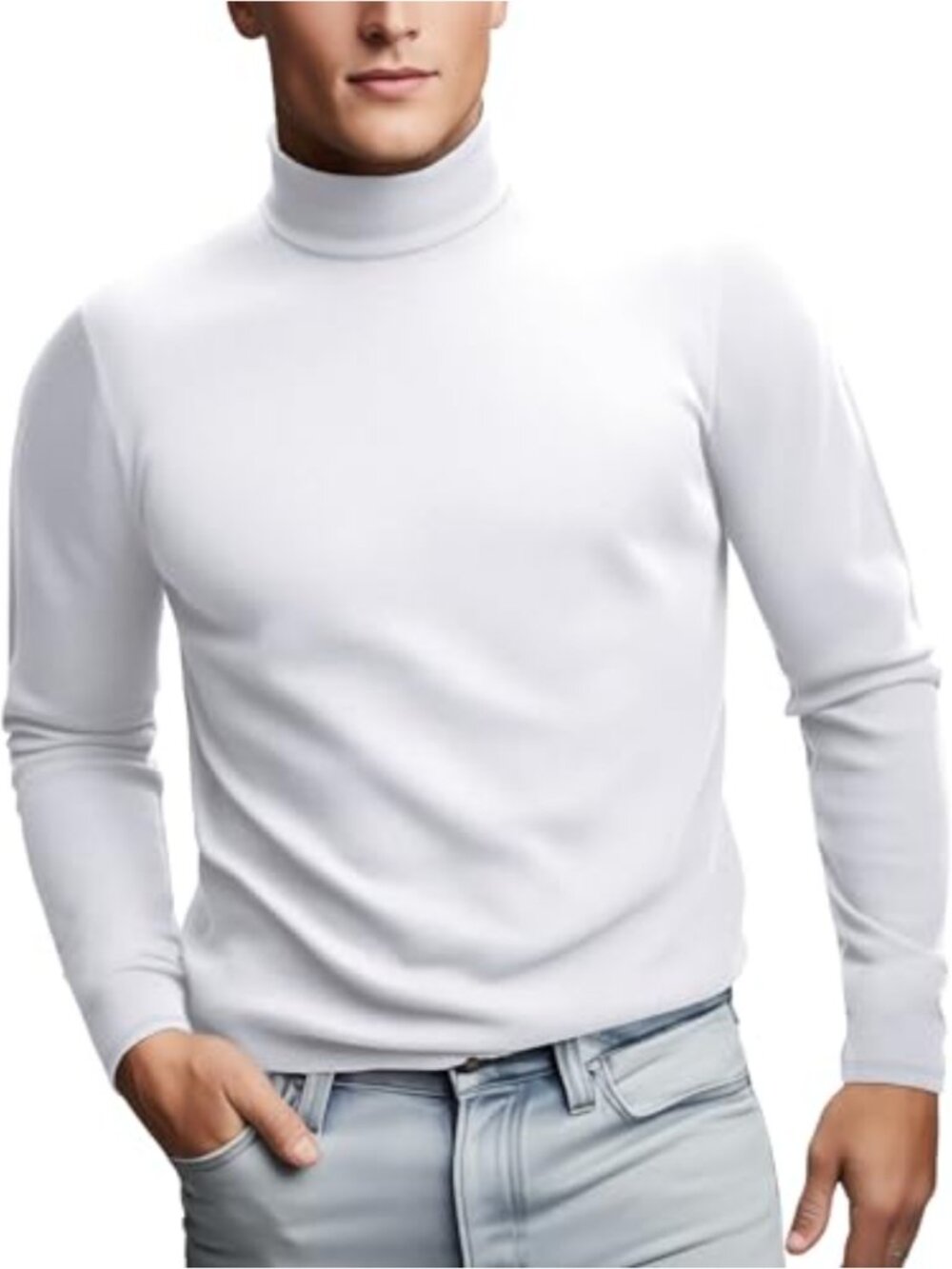 Men's Ribbed Turtleneck Long Sleeve Thermal Base Layer Undershirt